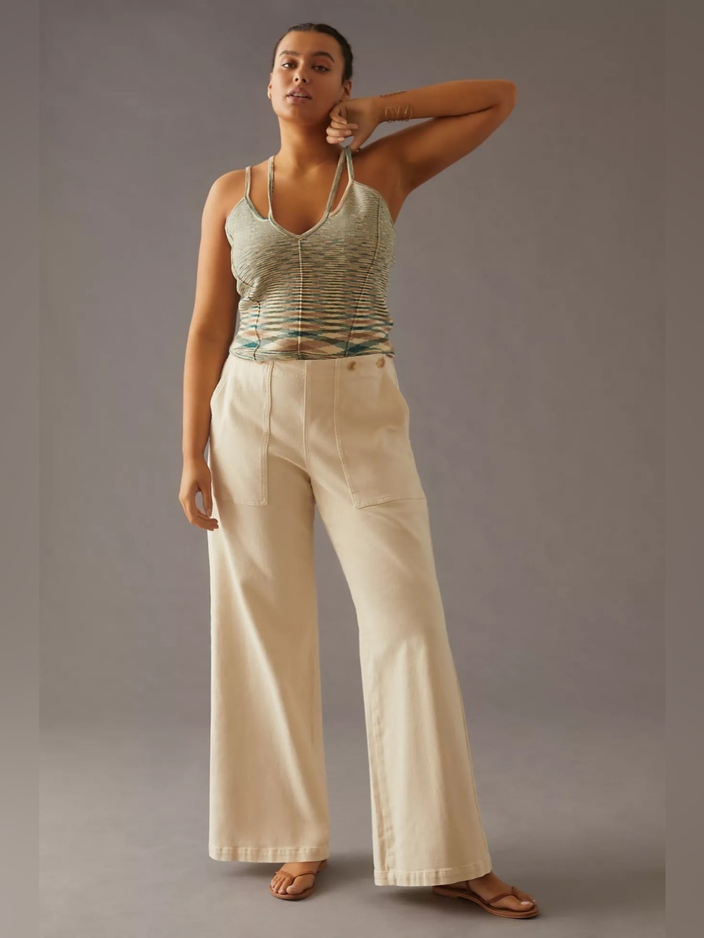 Pilcro The Kit High-Rise Wide-Leg Utility Trousers 20 cream corduroy clean girl